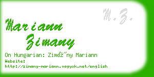 mariann zimany business card